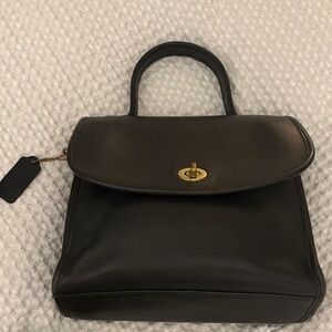 Vintage Coach Leather Top-Handle Satchel - Black